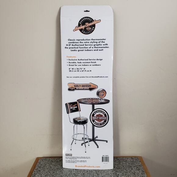 HARLEY‎ DAVIDSON Authorized Service Advertising 26.75" x 8" Thermometer Tin Sign - Picture 5 of 8
